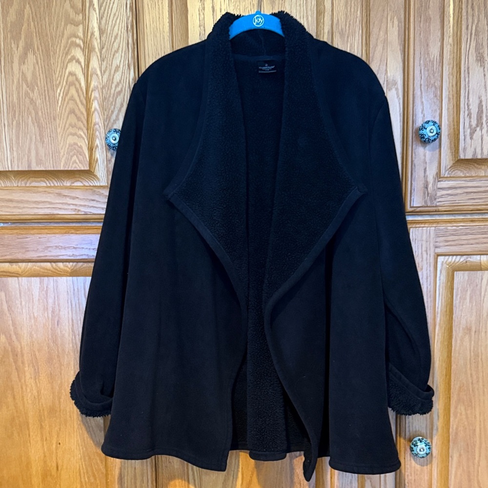 Cuddl Duds Black Open Front Jacket - Picture 3 of 6